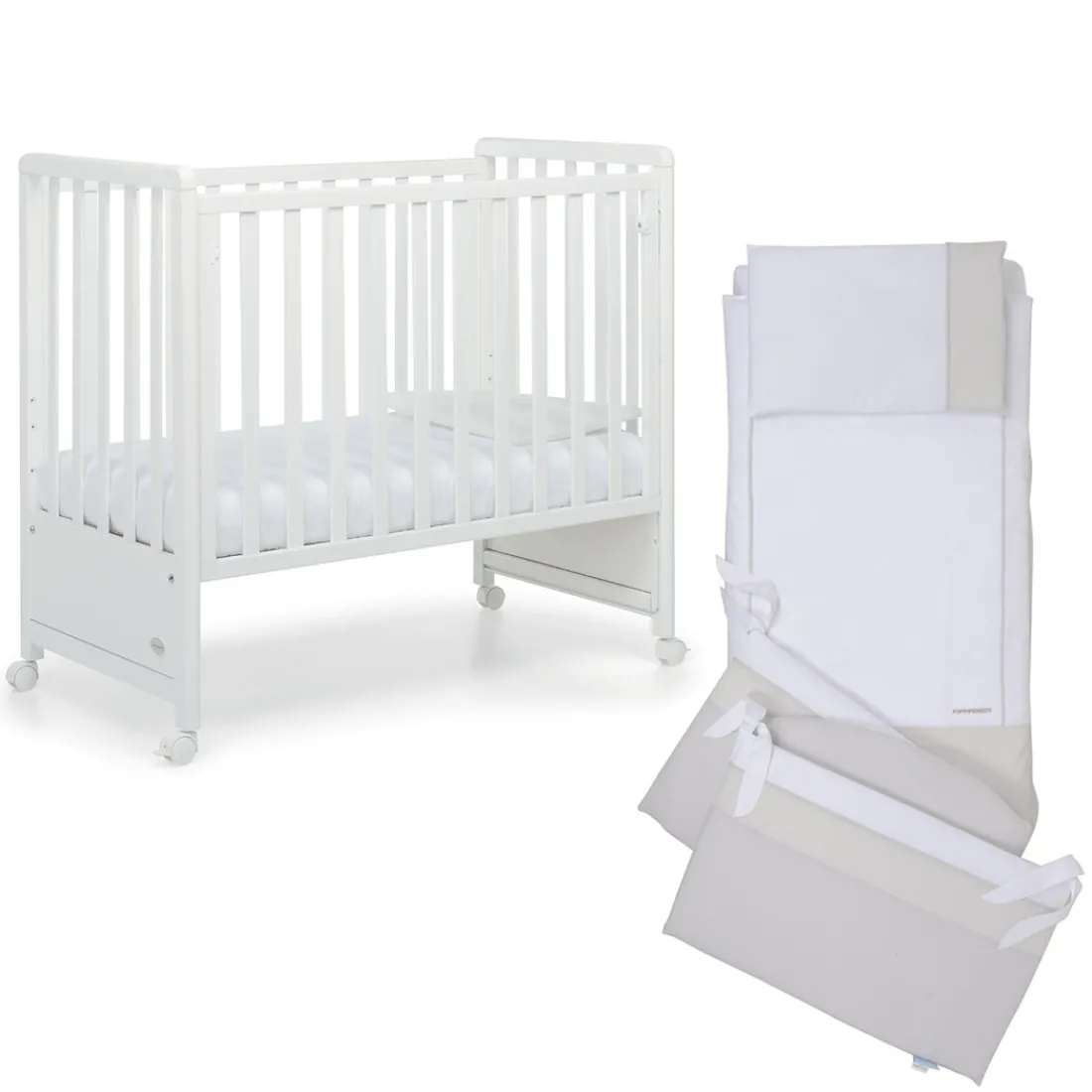 Foppapedretti Cameretta Pikkoletto bianco con completo piumone beige